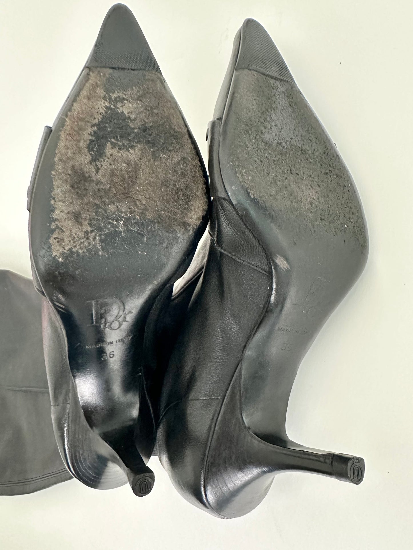 Dior Black Leather Sock Boots 36