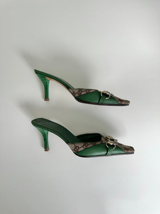 Gucci Green Horsebit Mules 36