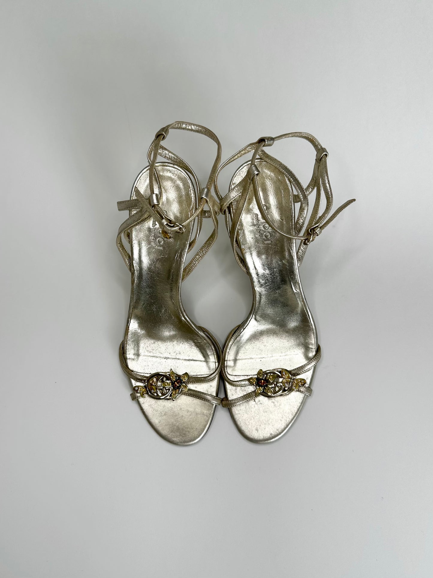 Gucci Gold Butterfly/Ladybug Charm Sandals 36.5