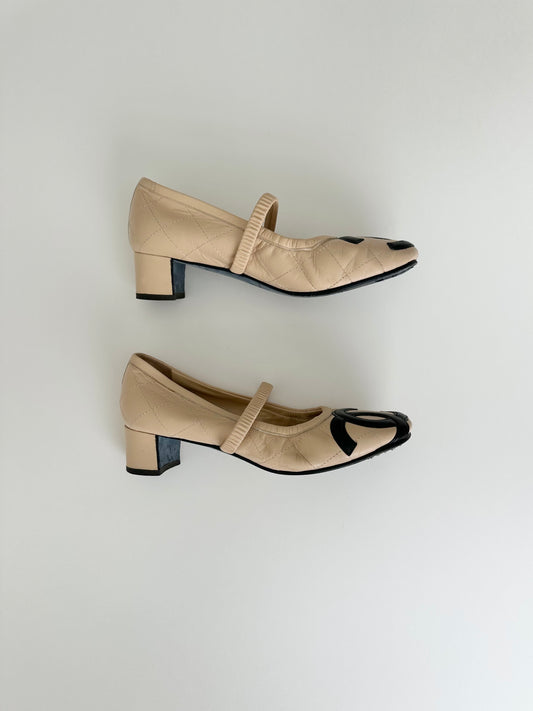 Chanel Tan Cambon Mary Jane 36.5