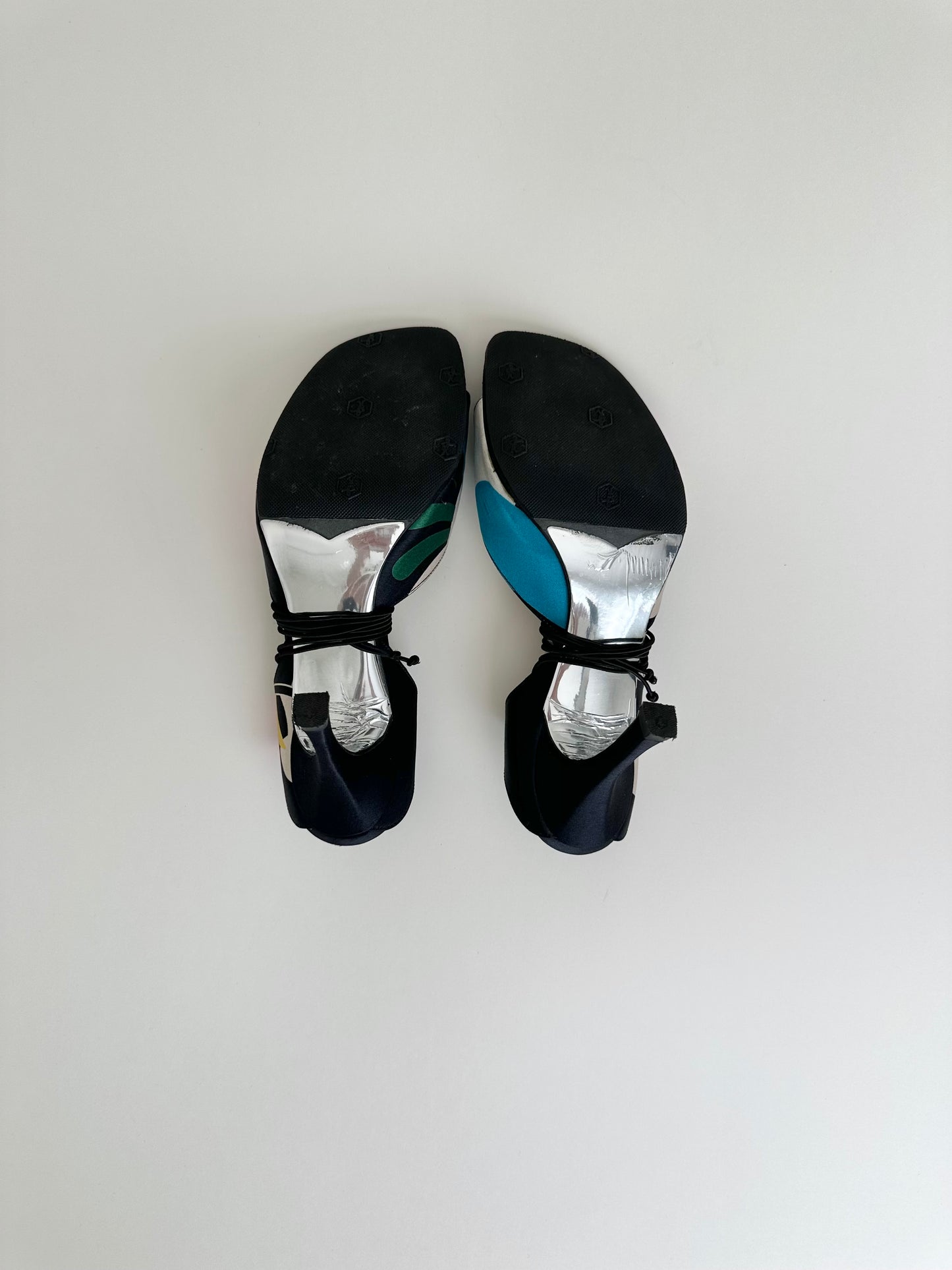 Chanel Multicolor Satin Ankle Tie Sandals 36.5