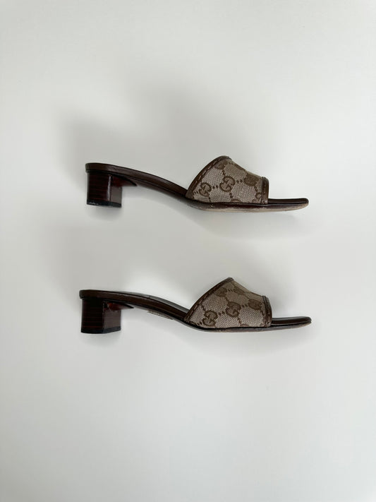 Gucci Monogram Flat Sandals 35