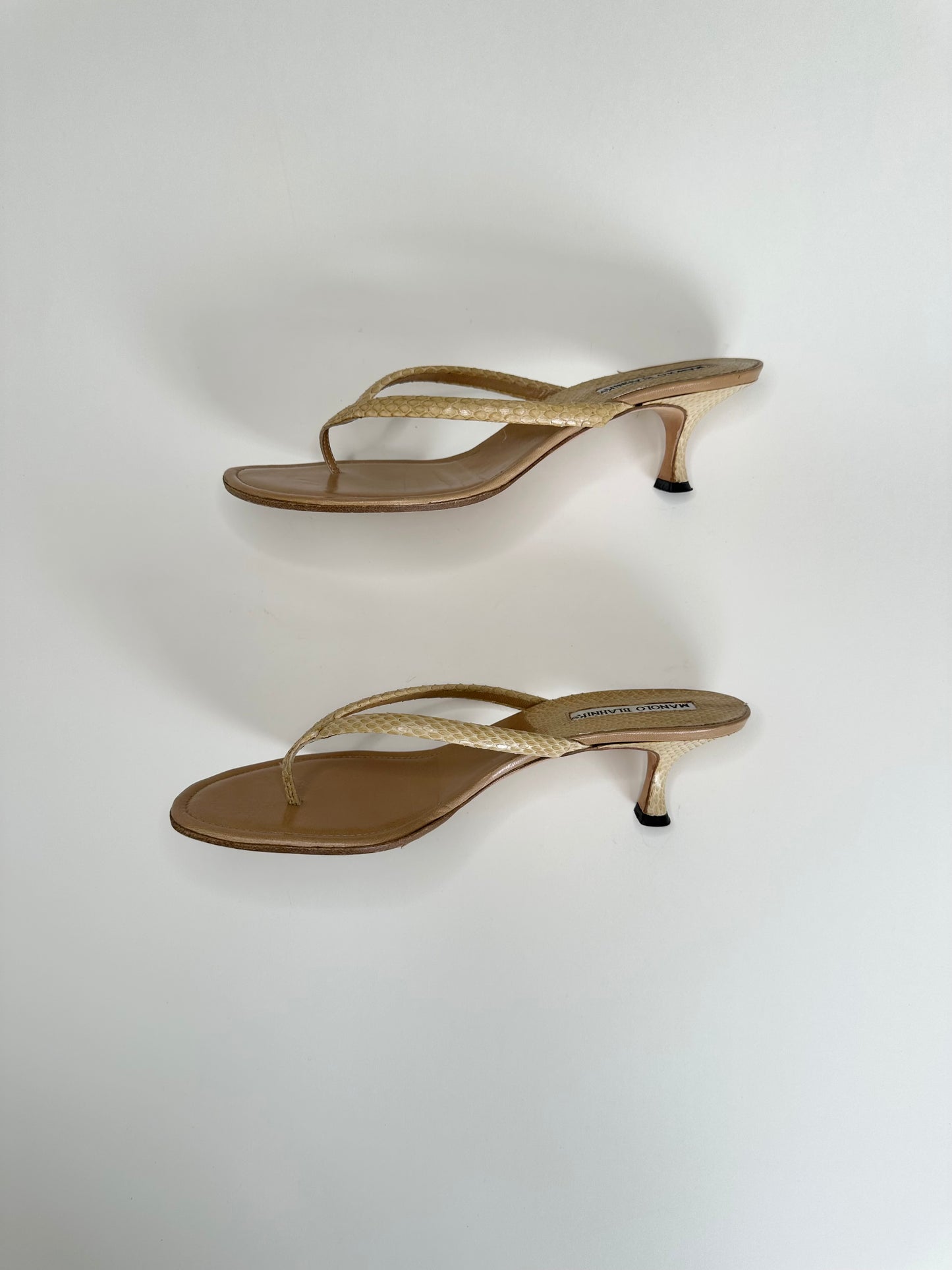 Manolo Blahnik Snakeskin Thong Sandals 39