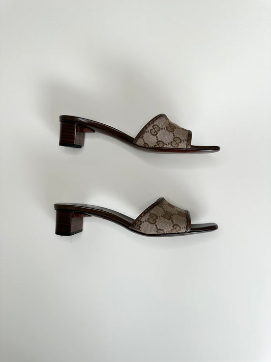 Gucci Monogram Flat Sandals 37