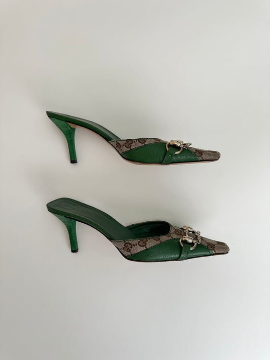 Gucci Green Horsebit Mules US 8