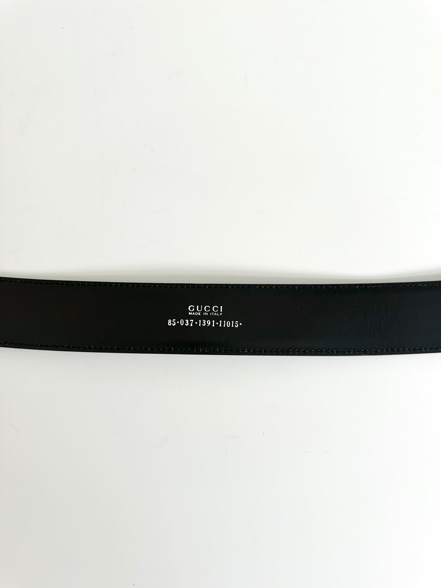 Gucci 1996 Black Leather Big G Belt 85