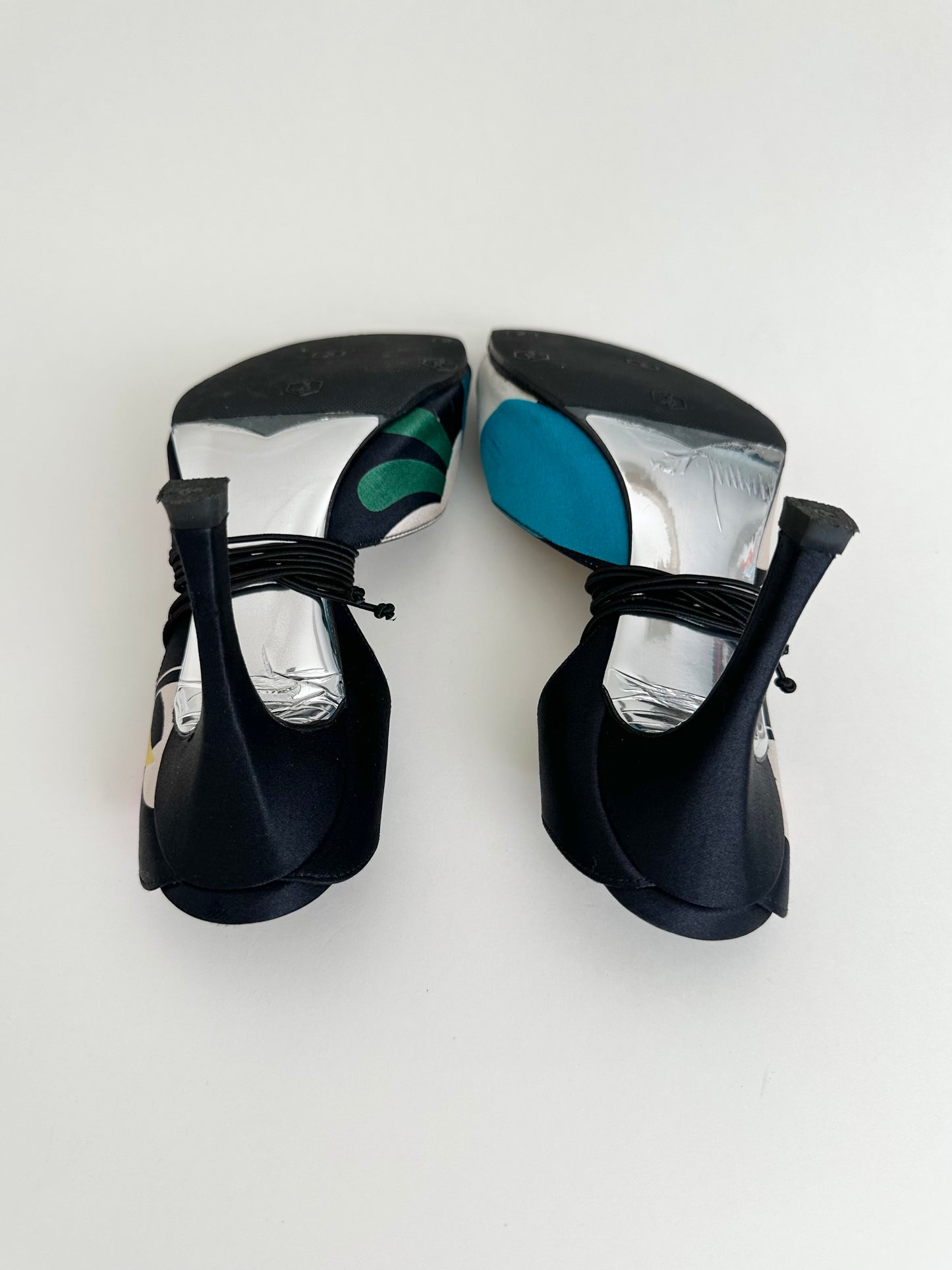 Chanel Multicolor Satin Ankle Tie Sandals 36.5