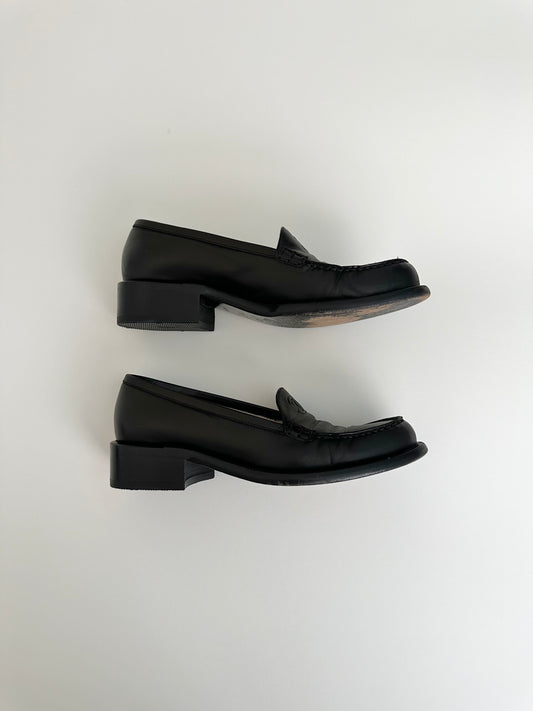 Chanel Black Leather Loafers 37