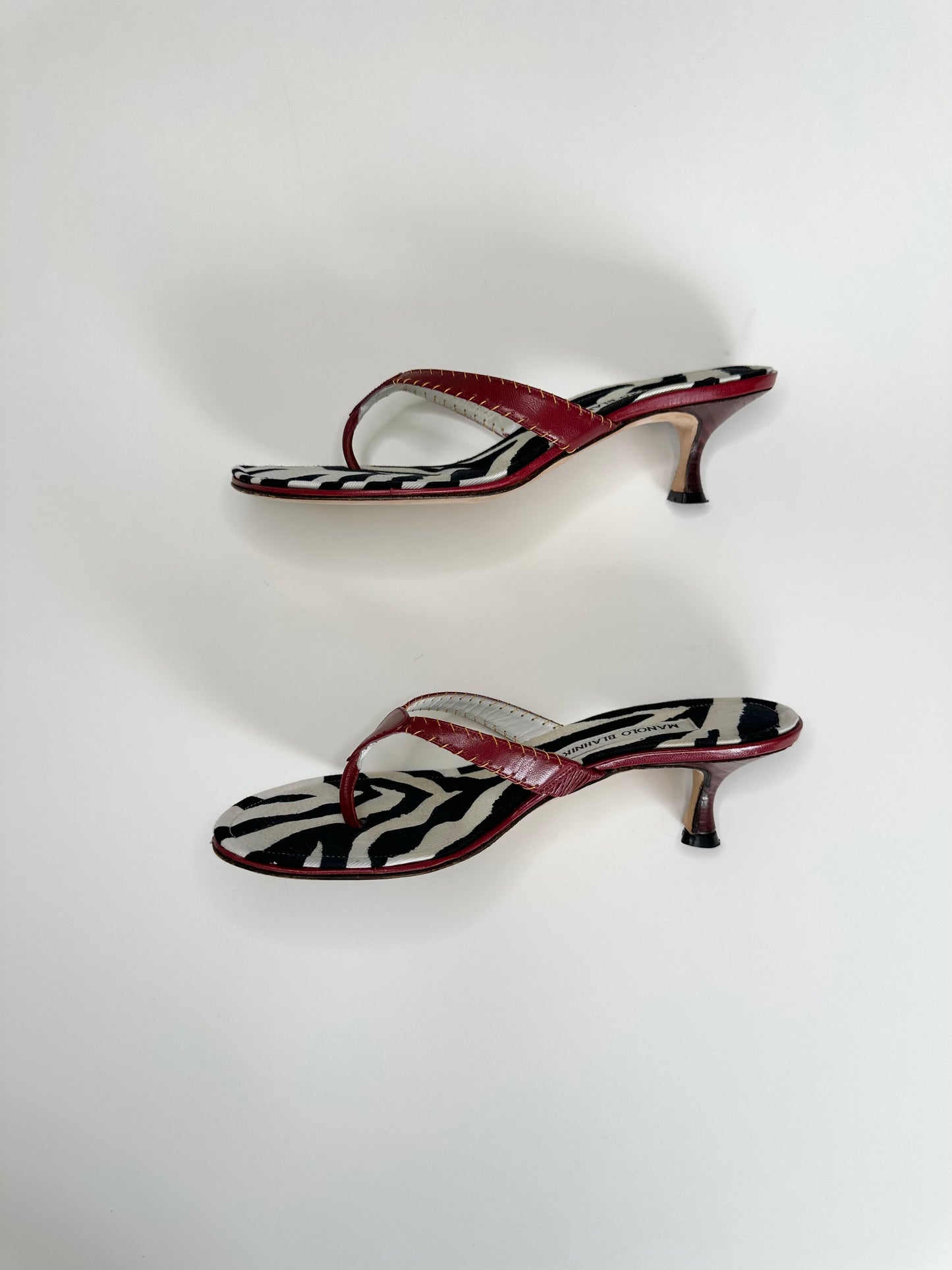 Manolo Blahnik Zebra Thong Sandals 37.5
