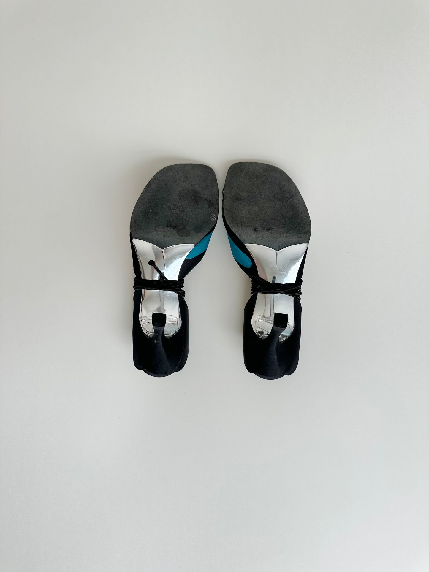 Chanel Multicolor Satin Ankle Tie Sandals 35.5
