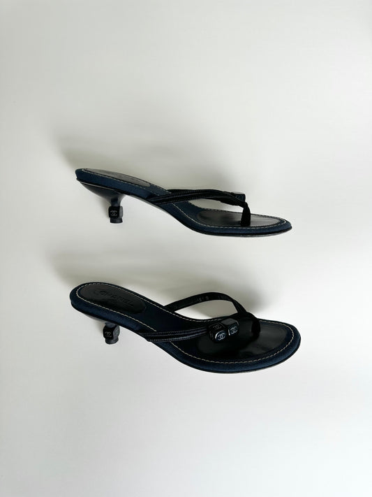 Chanel Denim Dice Sandals 36