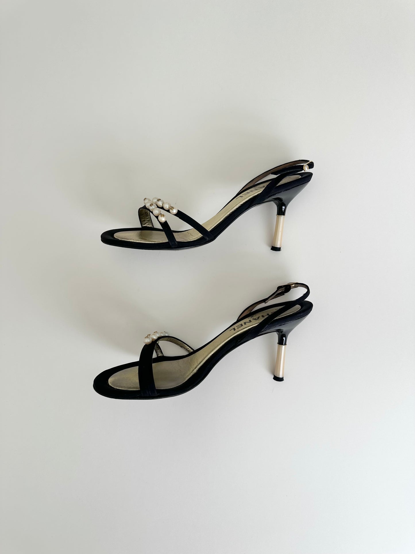 Chanel Pearl Logo Sandals 37.5