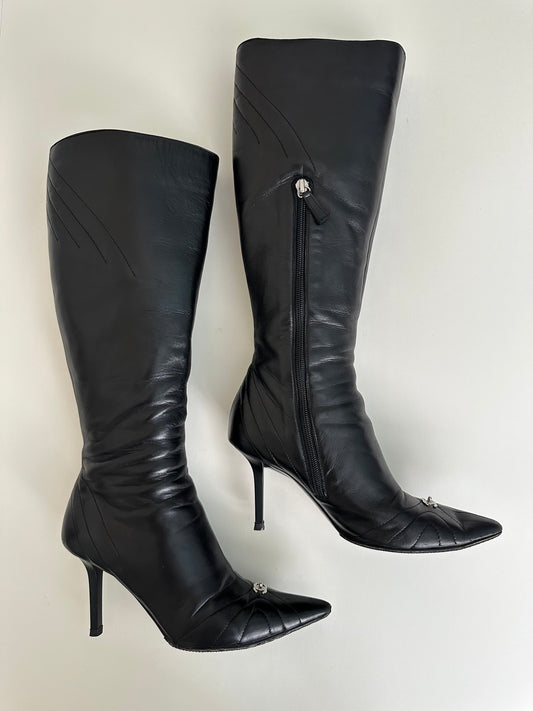 Chanel Black Turnlock Boots 37.5