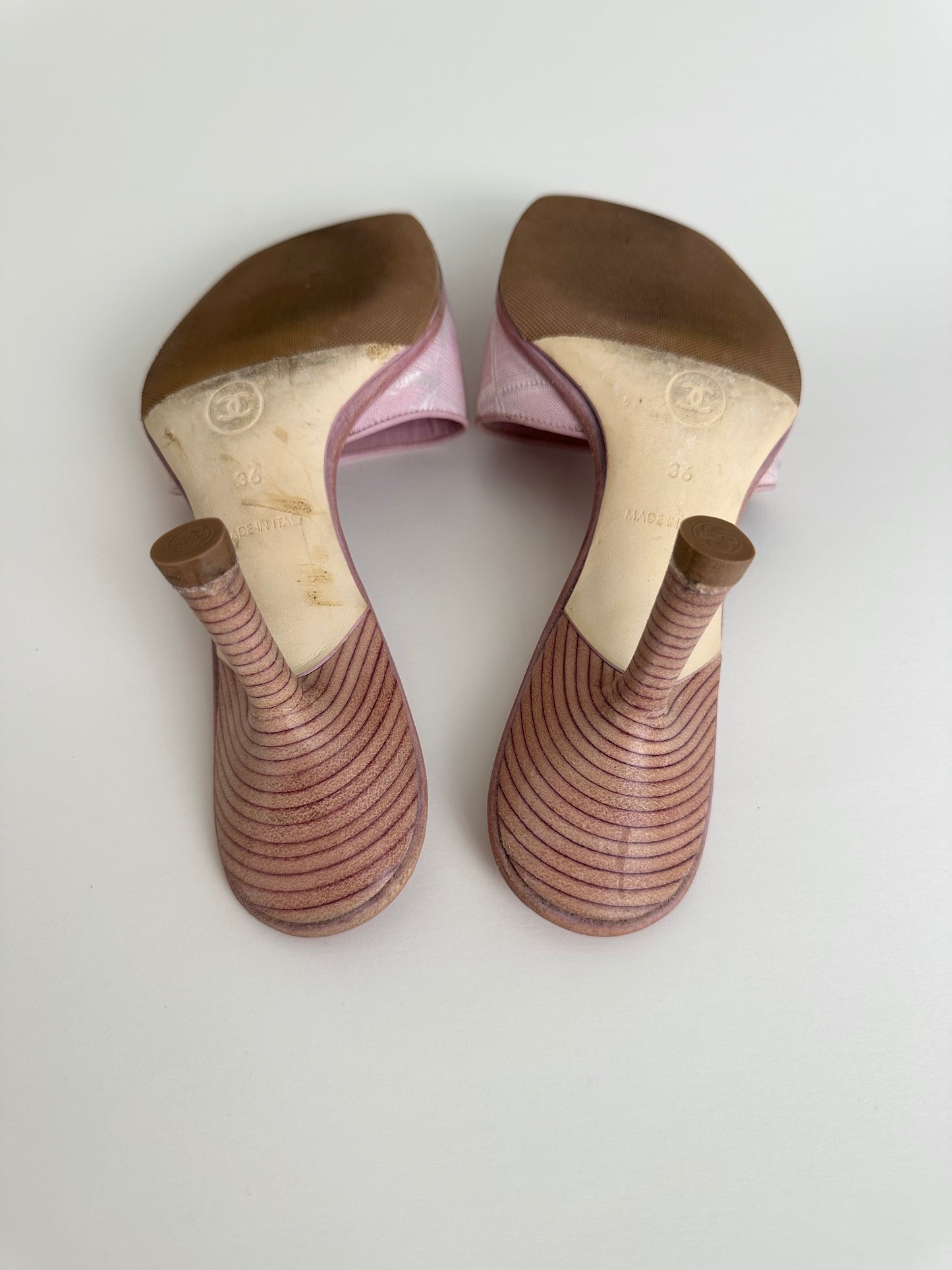 Chanel Pink Travel Ligne Logo Sandals 36
