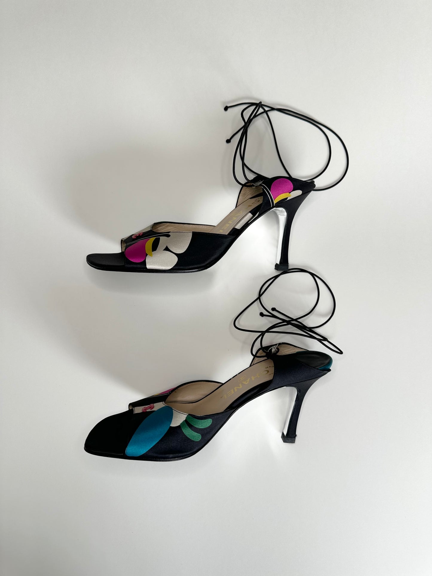 Chanel Multicolor Ankle Wrap Sandals 38.5