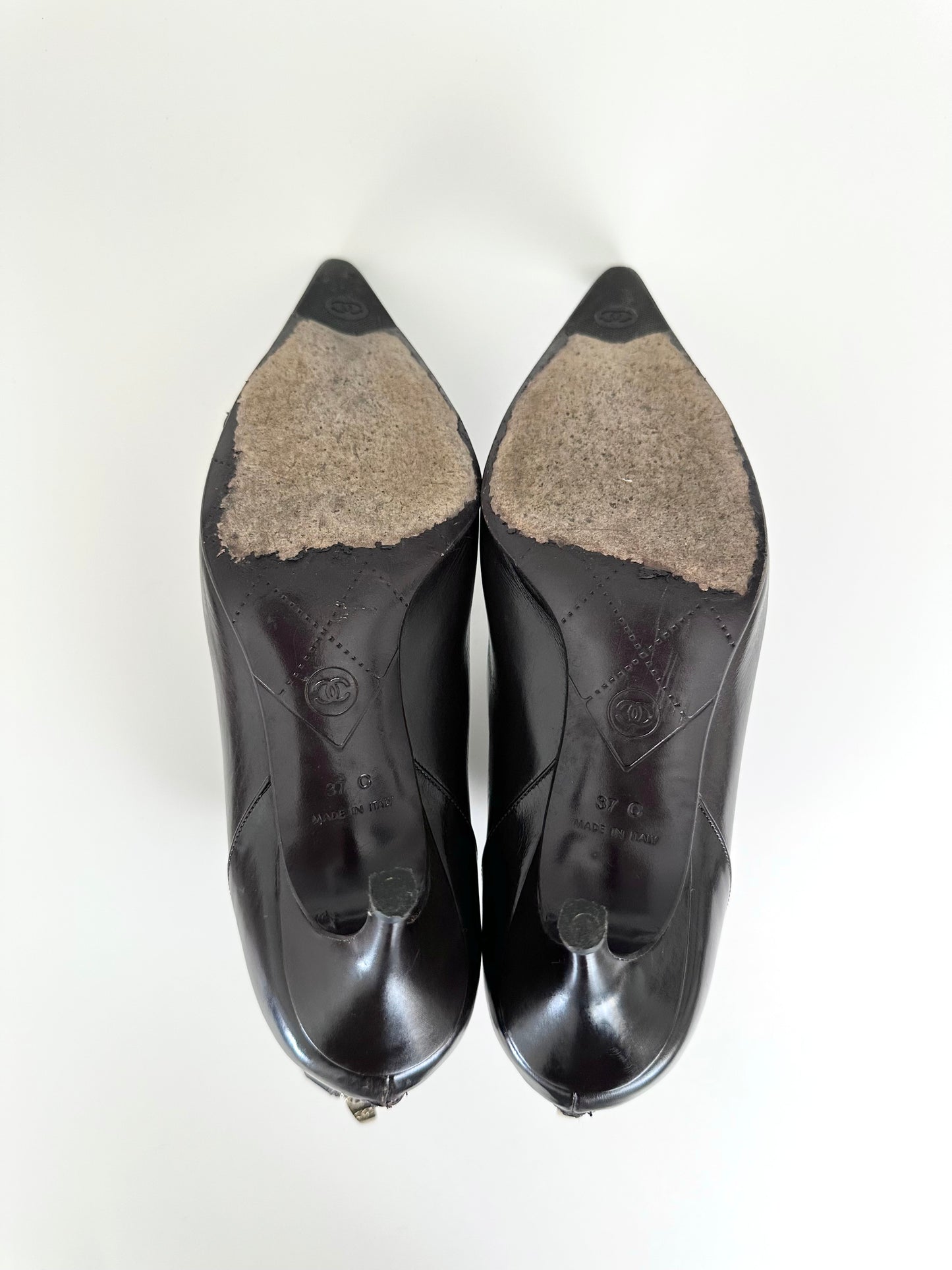 Chanel Brown Leather Logo Ankle Boots 37