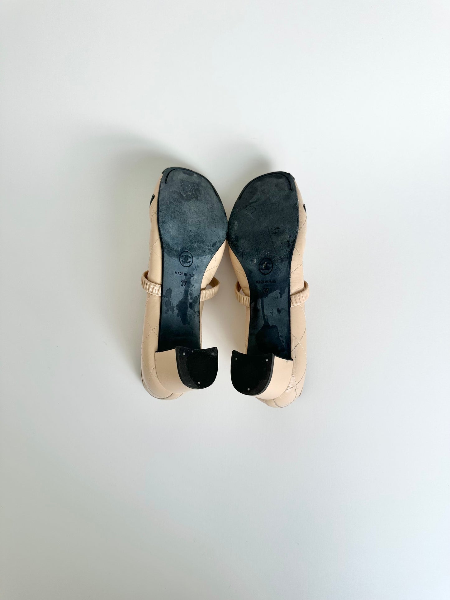 Chanel Tan Cambon Mary Janes 37