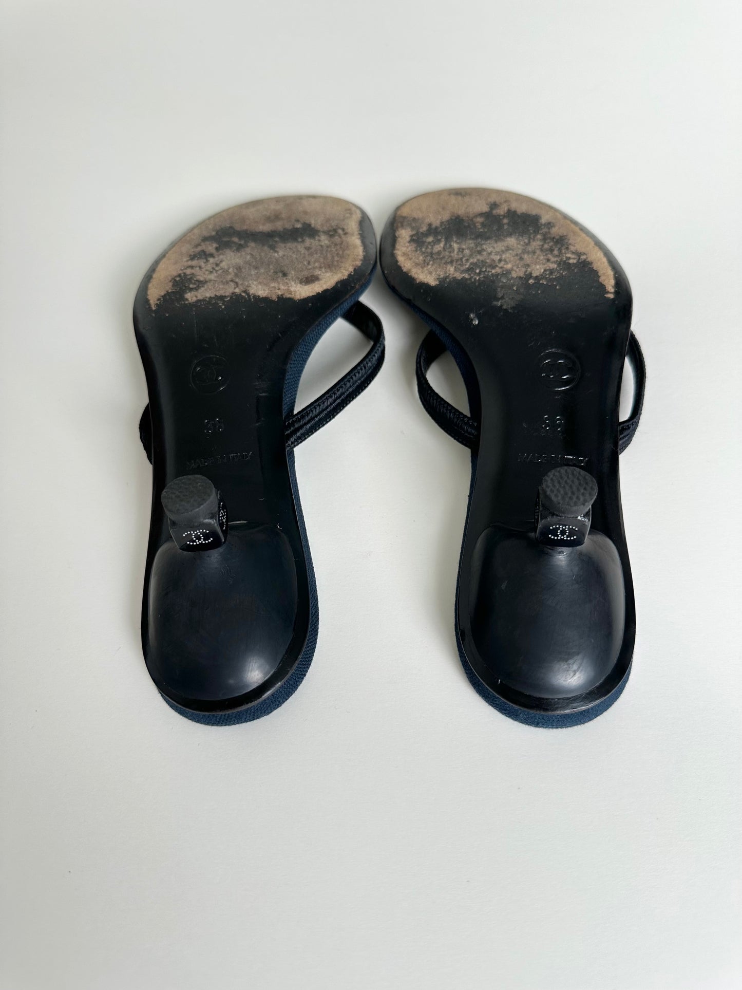 Chanel Denim Dice Sandals 36