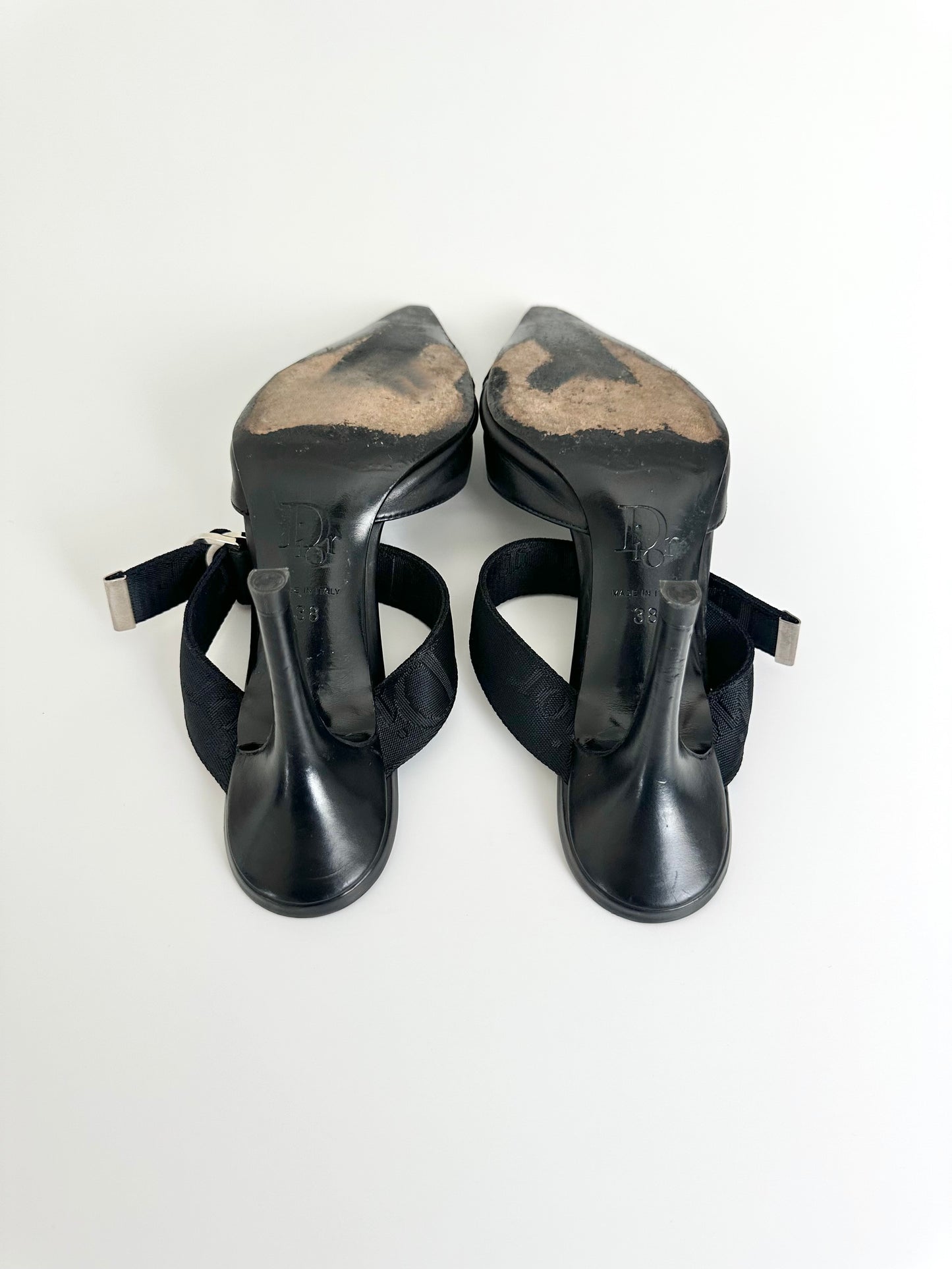Dior Black Bondage Strap Mules 38