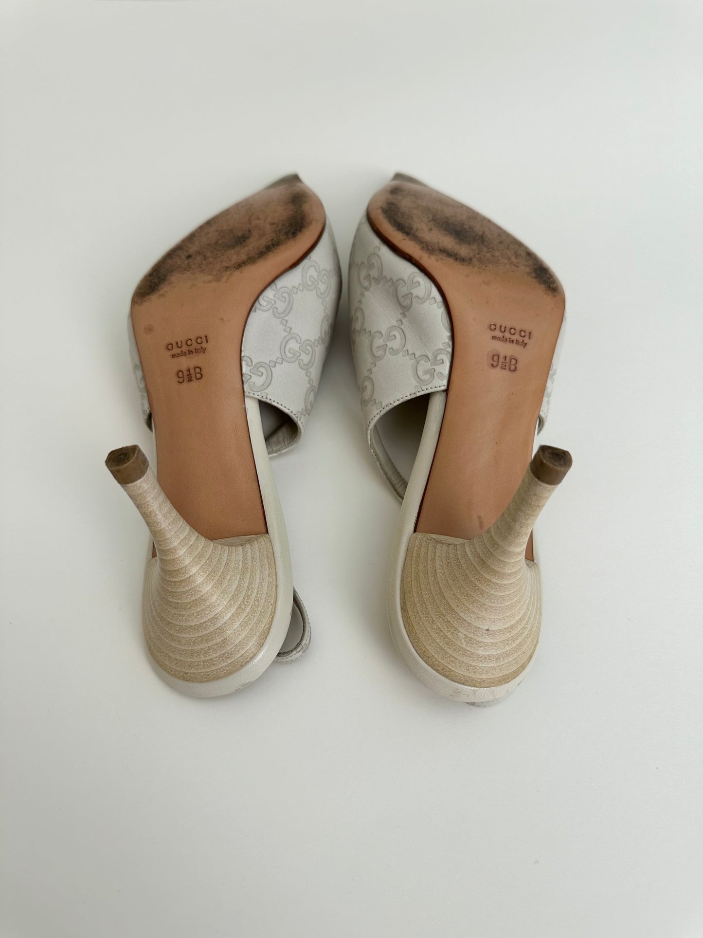 Gucci Ivory Monogram Slingbacks US 9.5