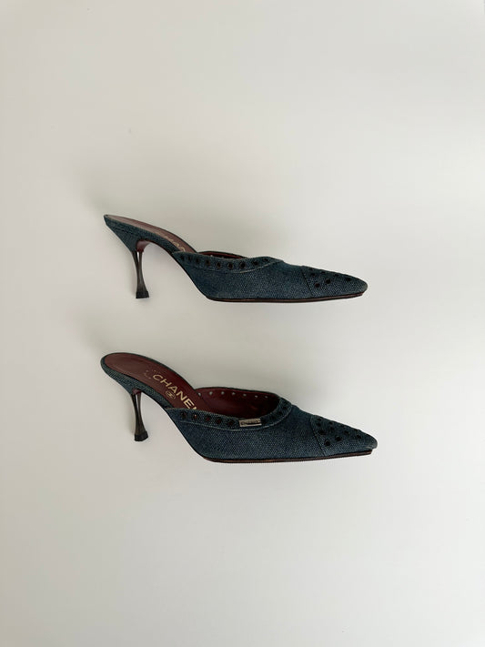 Chanel Denim Mules 35.5