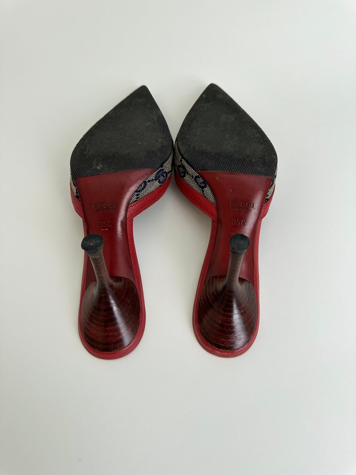 Gucci Red Monogram Mules 35