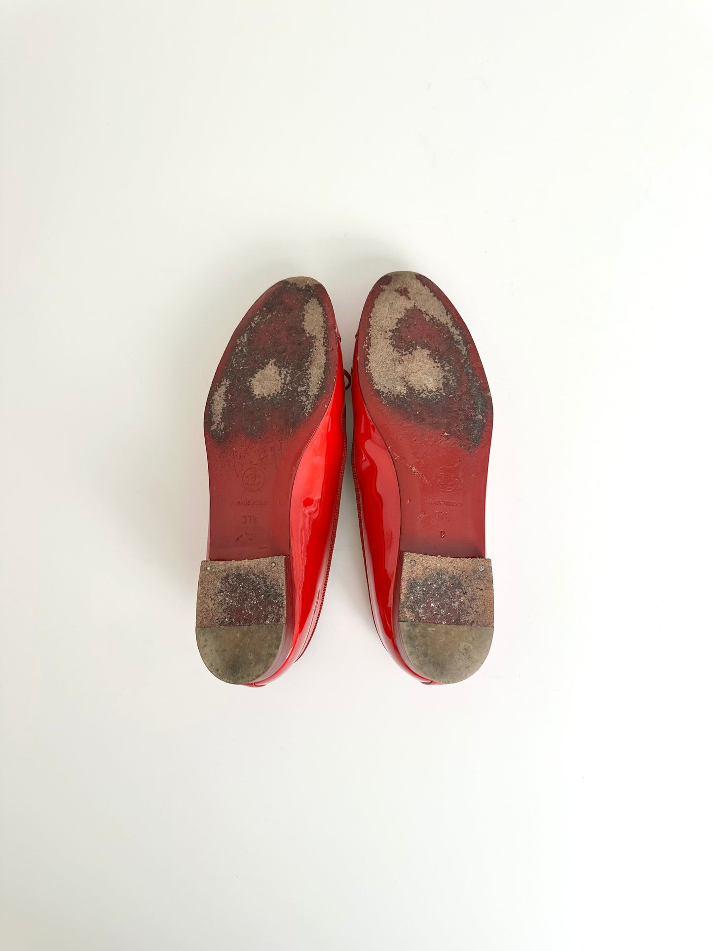 Chanel Red Patent Ballet Flats 37.5