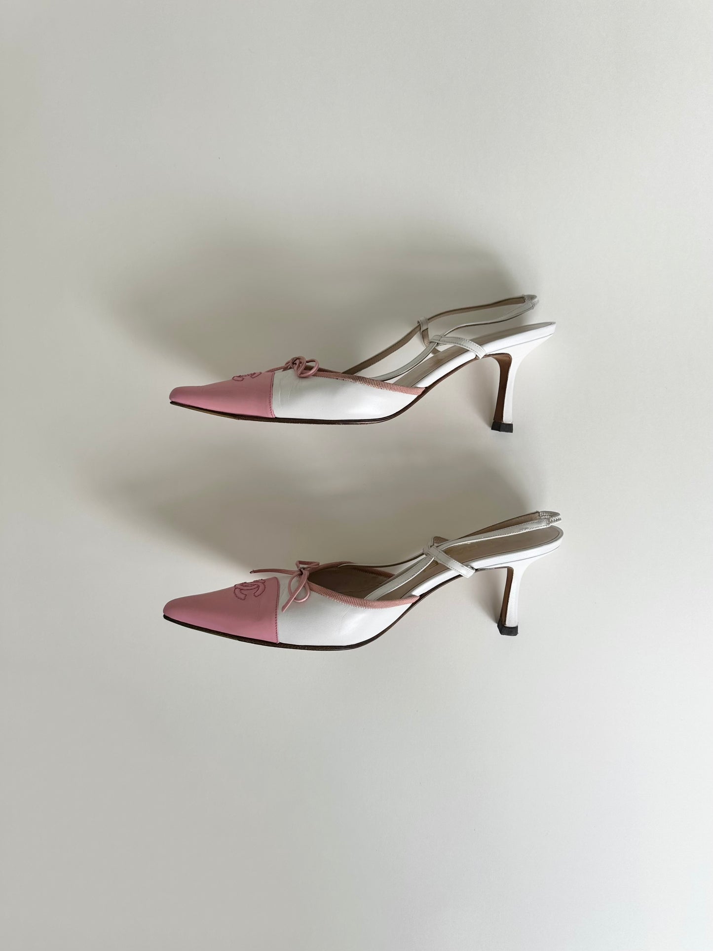 Chanel Pink Logo Slingback 38