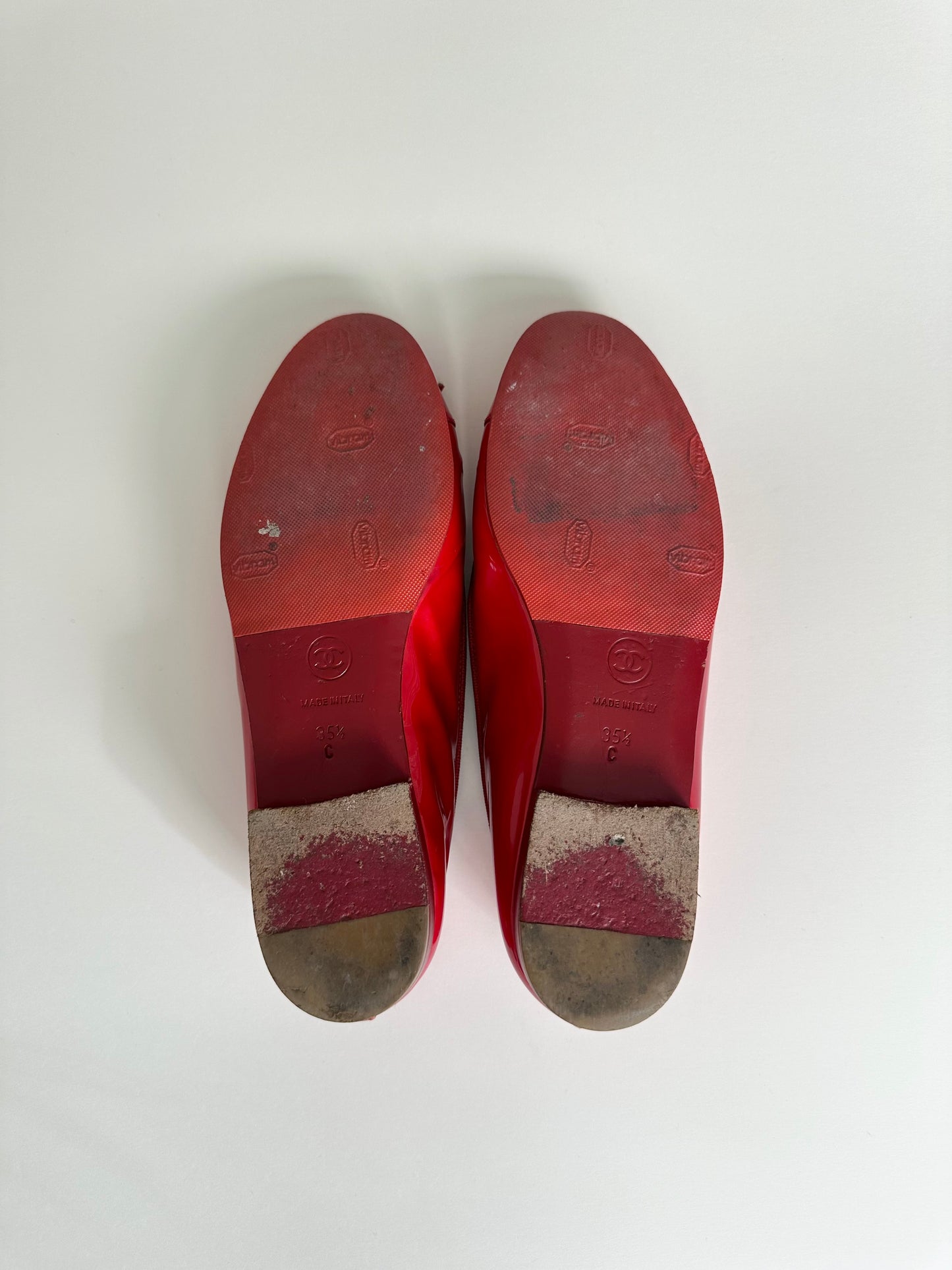 Chanel Red Patent Ballet Flats 35.5