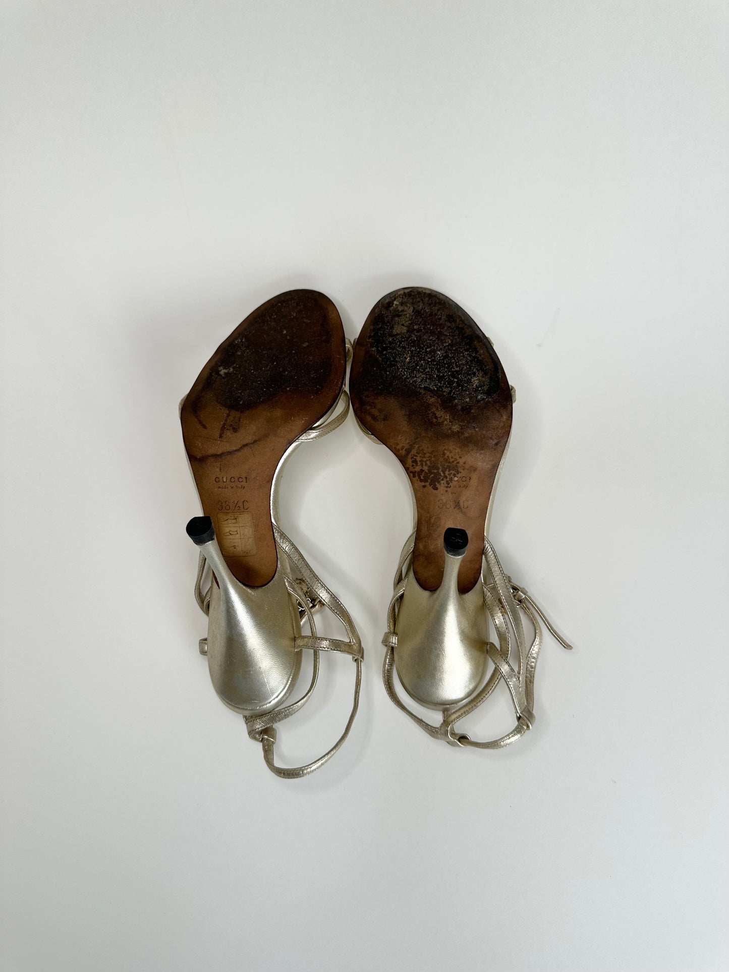 Gucci Gold Butterfly/Ladybug Charm Sandals 36.5