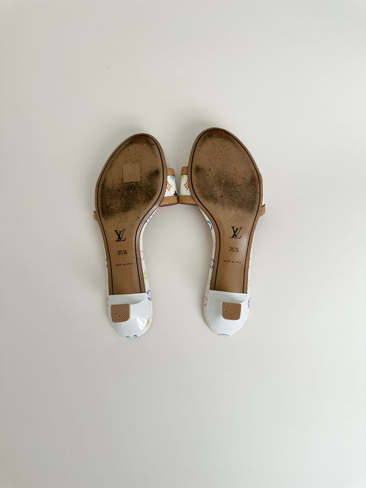 Louis Vuitton White Multicolor Sandals 35.5