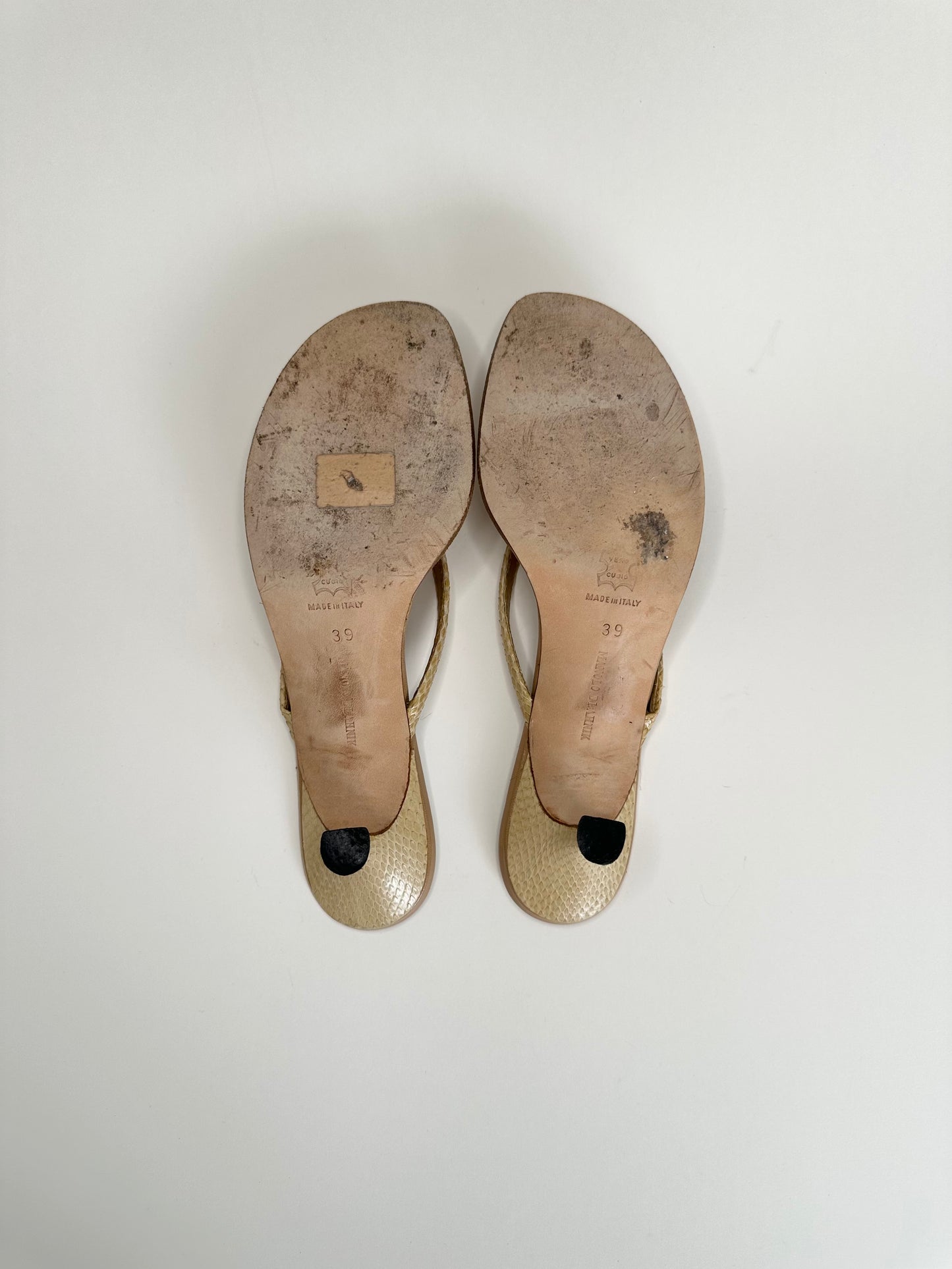 Manolo Blahnik Snakeskin Thong Sandals 39