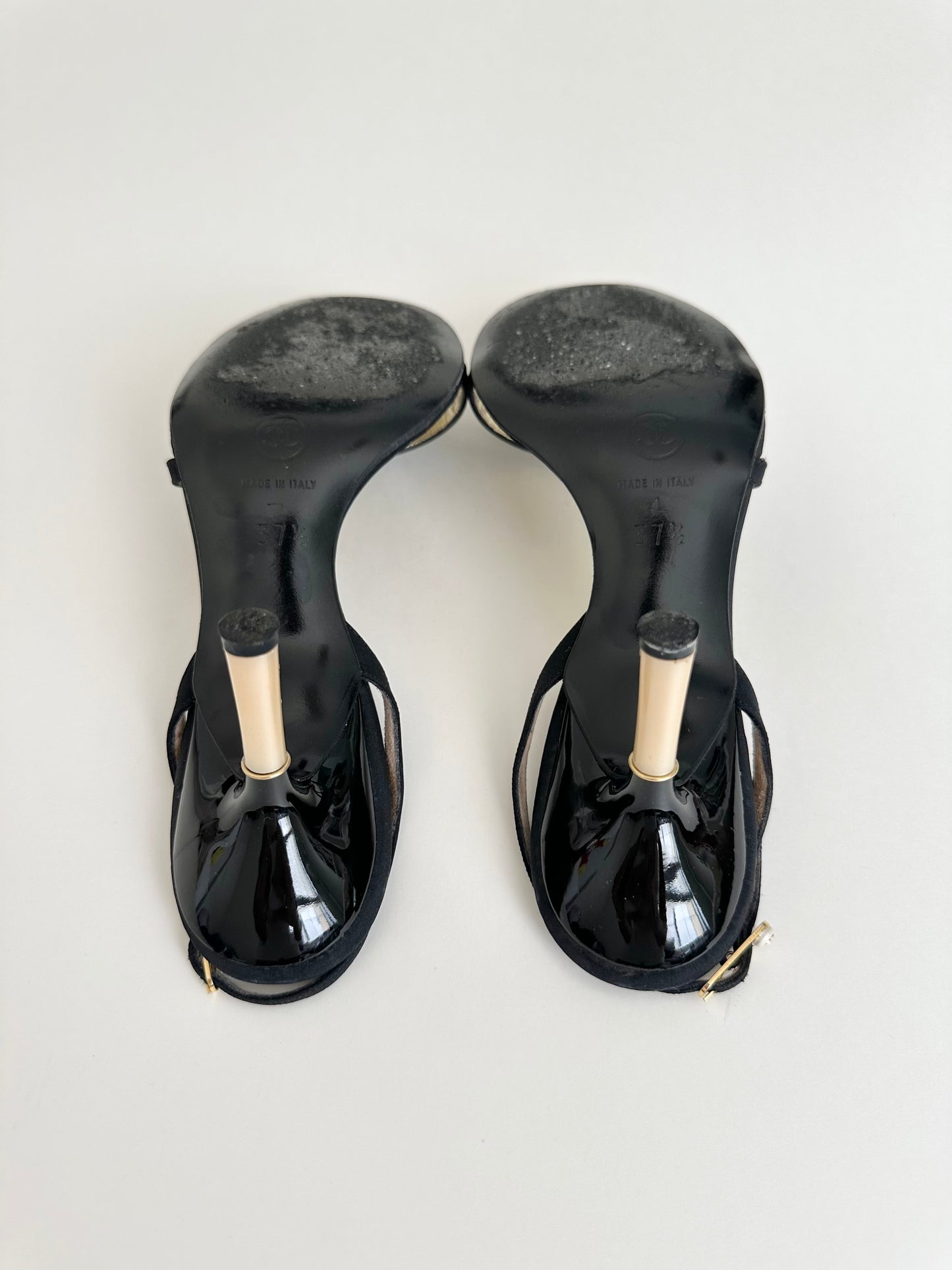 Chanel Pearl Logo Sandals 37.5