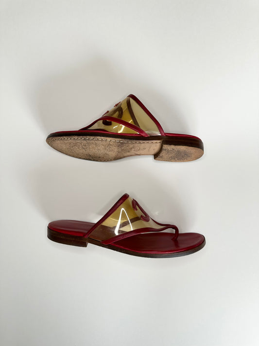 Chanel Red PVC Sandals 39