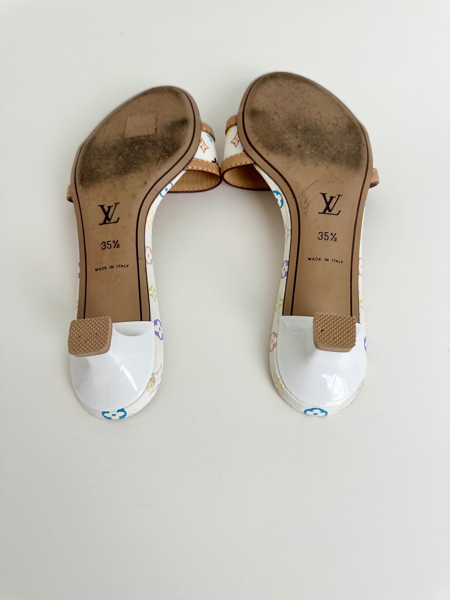 Louis Vuitton White Multicolor Sandals 35.5