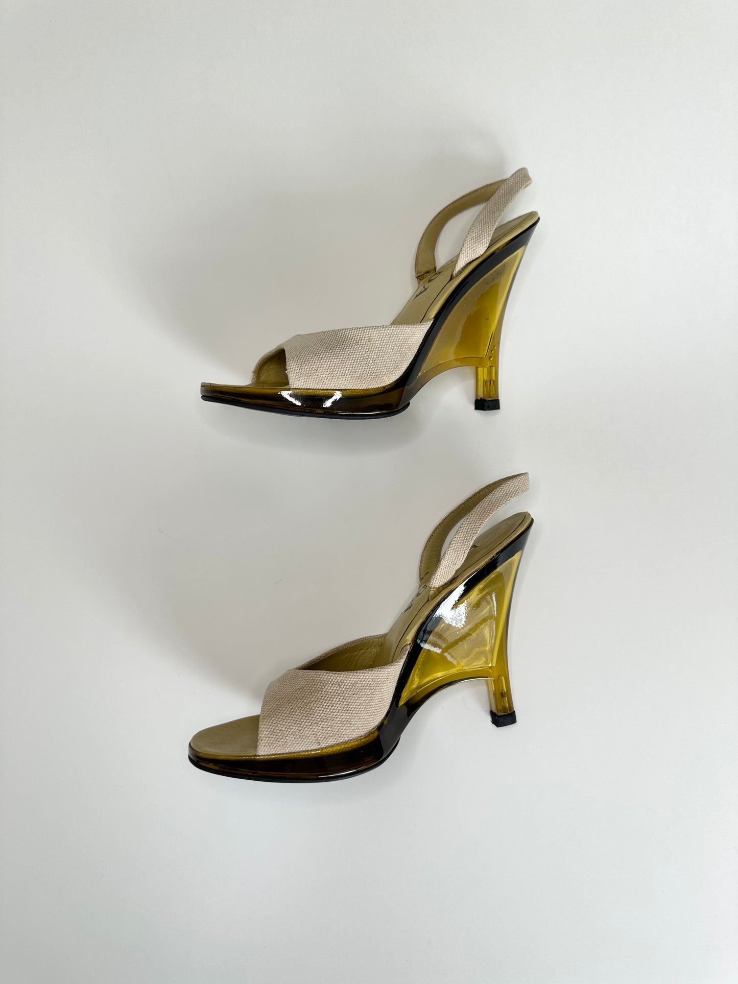 Prada SS1998 Yellow Lucite Wedges 37