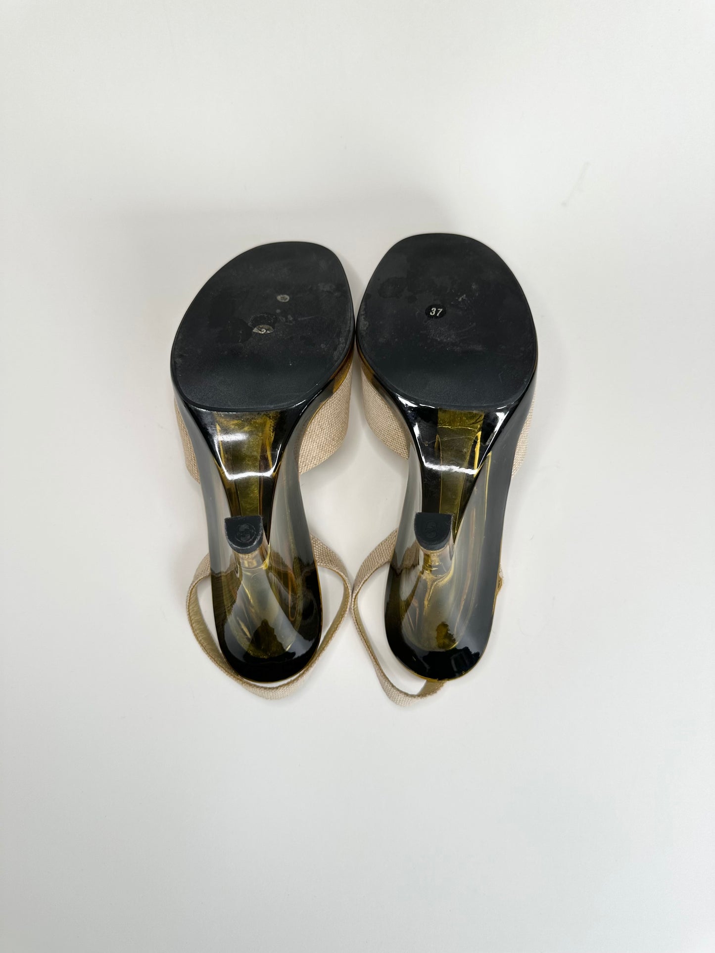 Prada SS1998 Yellow Lucite Wedges 37