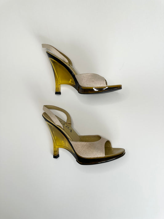 Prada SS1998 Yellow Lucite Wedges 37