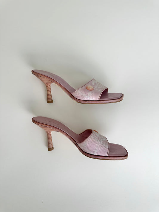 Chanel Pink Travel Ligne Logo Sandals 36
