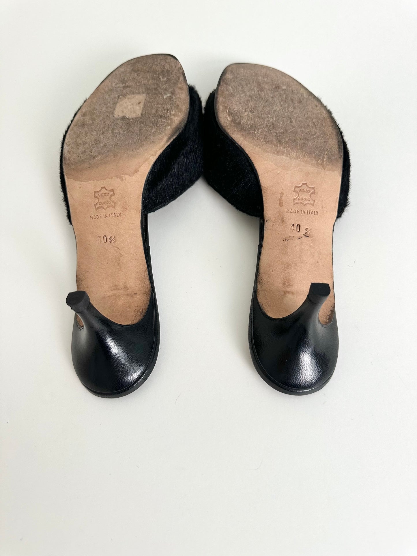 Manolo Blahnik Black Pony Hair Sandals 40.5