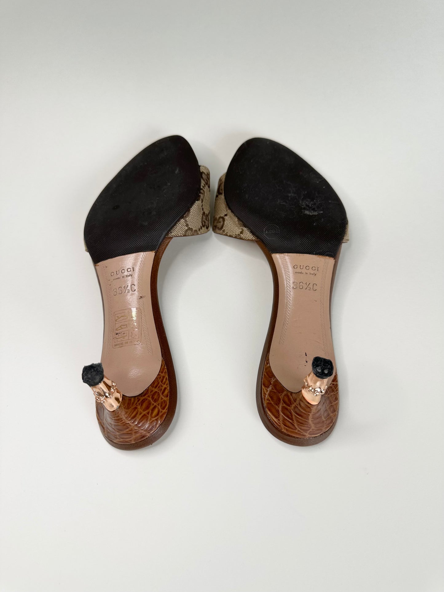 Gucci Monogram Bamboo Sandals 36.5