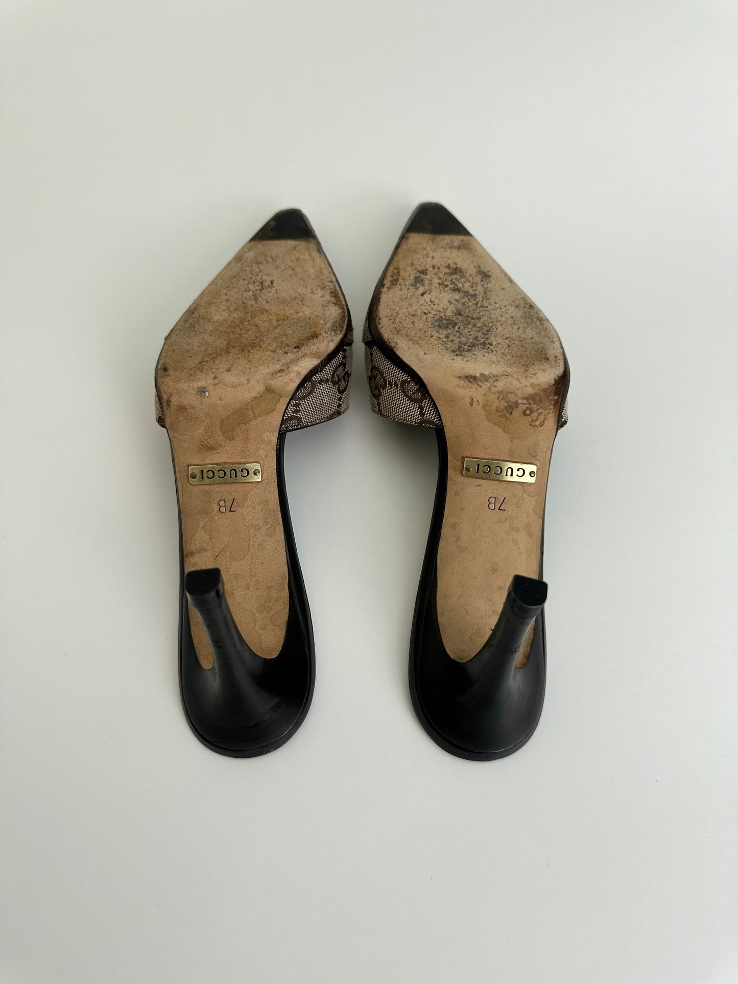 Gucci Brown Monogram Mules US 7