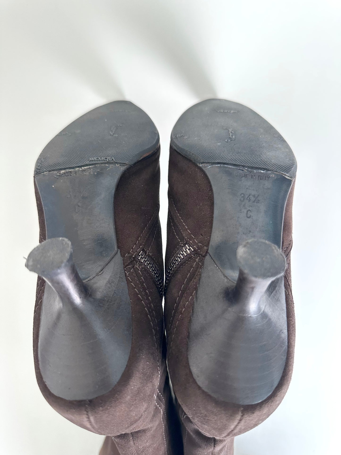 Chanel Brown Suede Logo Boots 34.5