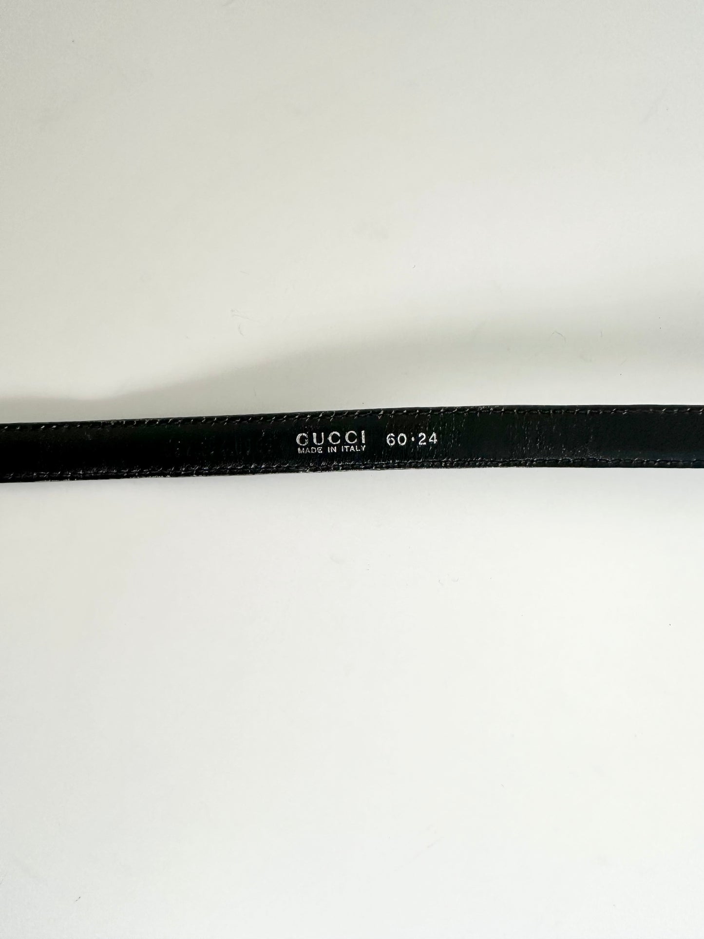 Gucci Black Croc Embossed Silver G Belt 60