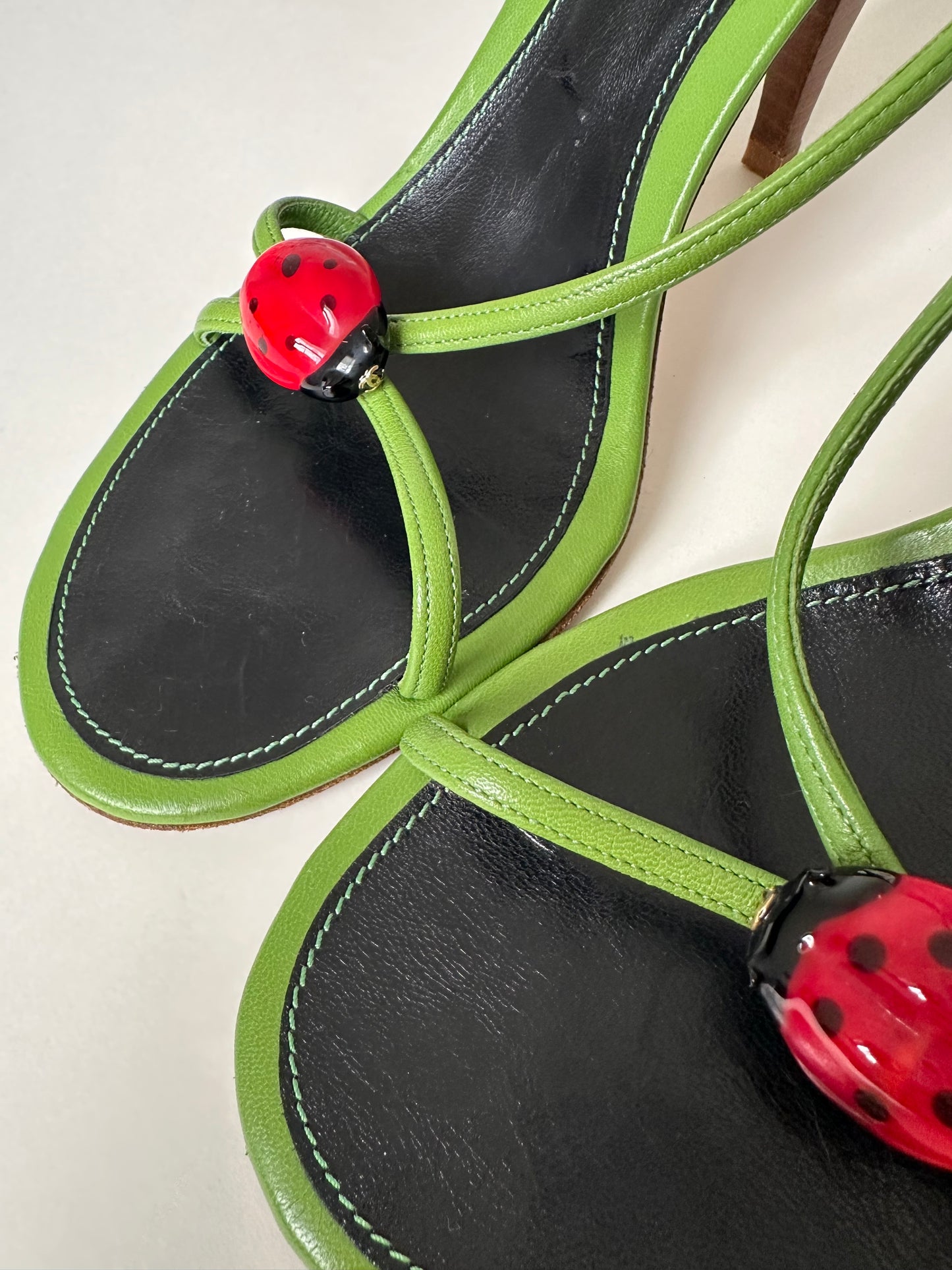 Chanel Green Ladybug Sandals 39