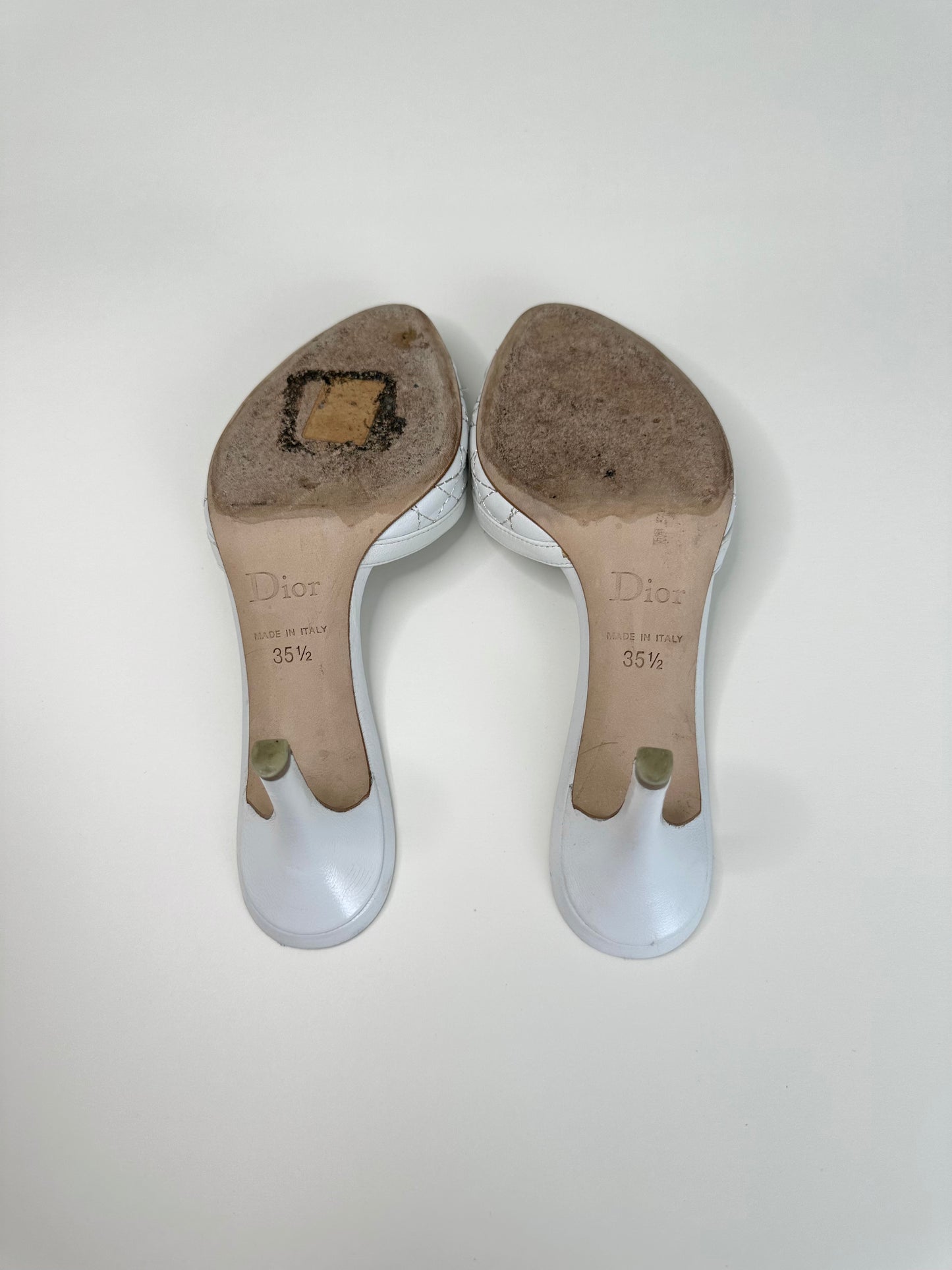 Dior White Cannage Mules 35.5