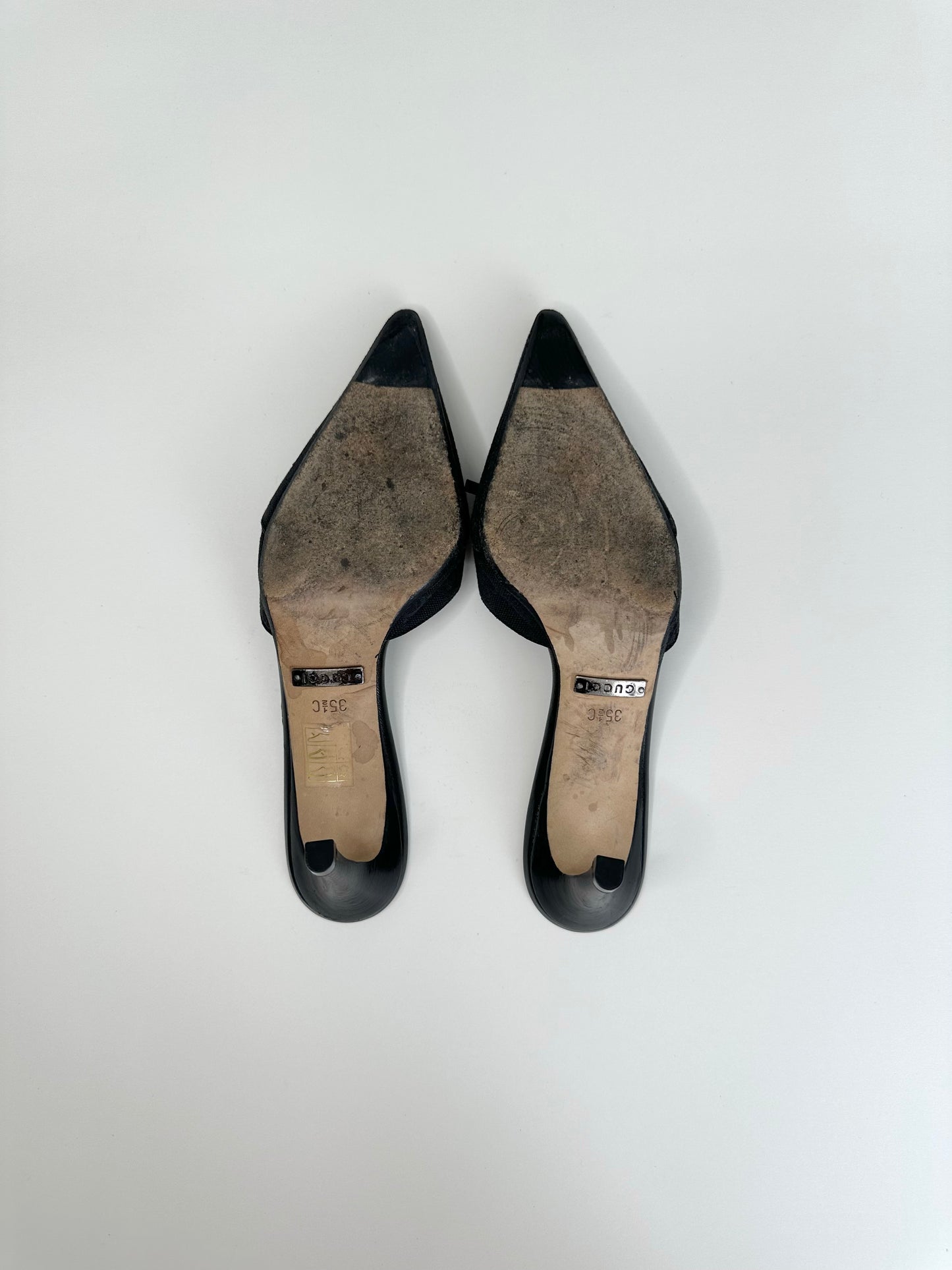Gucci Black Monogram Mules 35.5