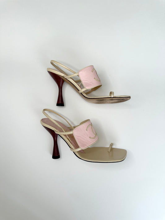 Chanel Pink CC Sandals 35.5