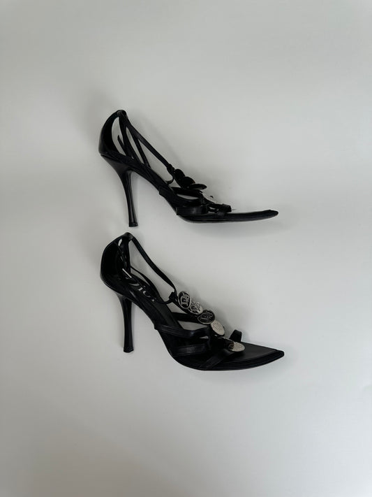 Dior Black Coin Sandals 38.5