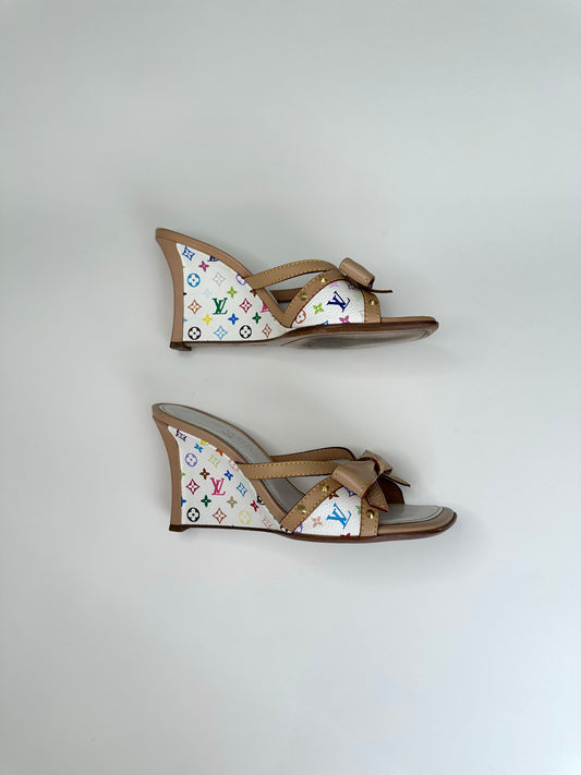 Louis Vuitton Monogram Multicolor Wedges 36.5